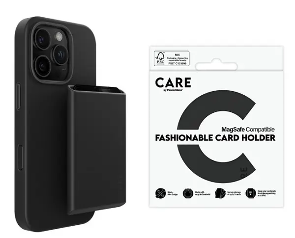 Suport de carduri CARE - Fashionable Card Holder, Apple iPhone, MagSafe, negru