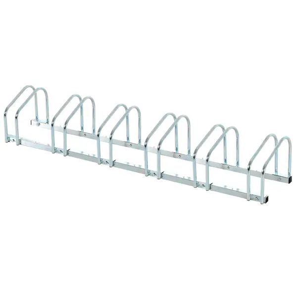 Suport de parcare pentru 6 biciclete din tuburi de otel Q235, 179x33x27cm, argintiu HOMCOM | Aosom Romania
