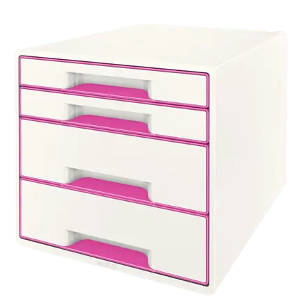 Suport documente alb-roz cu 4 sertare Leitz Suport documente alb-roz cu 4 sertare Leitz