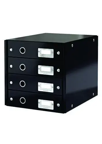 Suport documente cu 4 sertare negru carton laminat Leitz Suport documente cu 4 sertare negru carton laminat Leitz