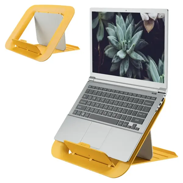 Suport ergonomic laptop Leitz plastic reciclabil diverse culori Suport ergonomic laptop Leitz plastic reciclabil diverse culori Galben chihlimbar