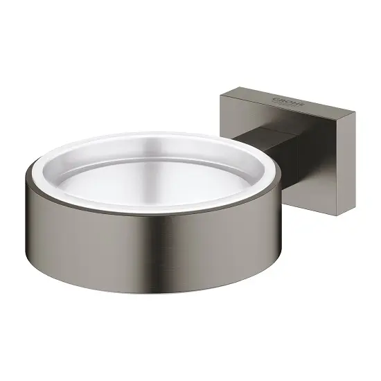 Suport Grohe Essentials Cube 40508AL1, pahar sau savoniera, fixare ascunsa, mat, Hard graphite