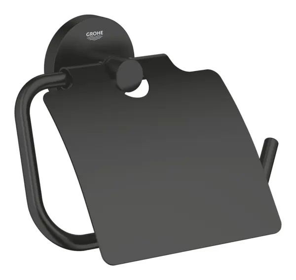 Suport hartie igienica Grohe Essentials, pe perete, metal, mat, negru, 1024652430