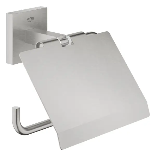 Suport hartie igienica Grohe Start Cube, pe perete, metal, mat, otel satinat, 41102DC0
