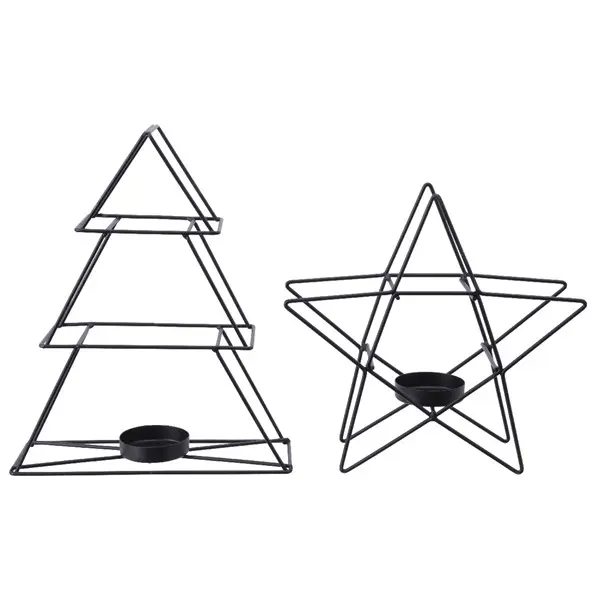 Suport lumanare - Black Iron Tealight Holder Shape - mai multe modele | Kaemingk