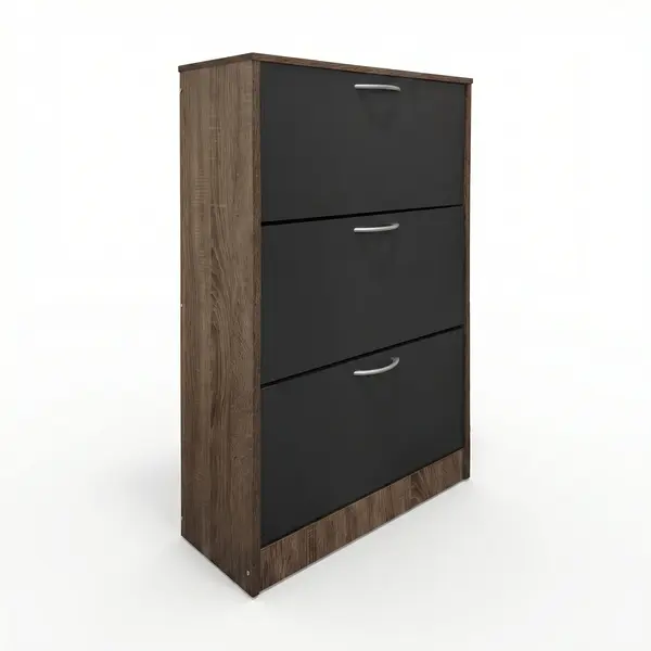Suport pantofi cu functie depozitare Savaz, lemn, stejar-antracit, 60x24x114 cm
