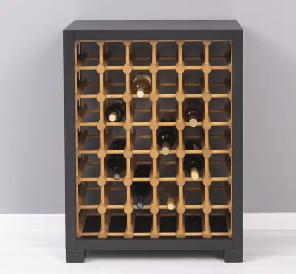 Suport pentru 42 sticle de vin cu finisaj Black/Light Walnut Waxed