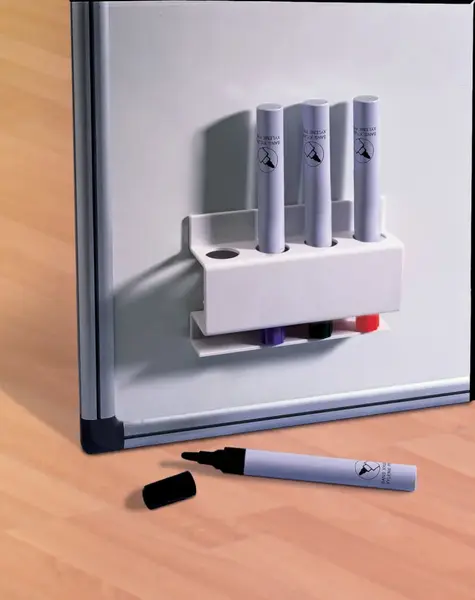 Suport pentru instrumente de scris NOBO, magnetic, patrat, pentru 4 markere, alb Suport pentru instrumente de scris NOBO, magnetic, patrat, pentru 4 markere, alb