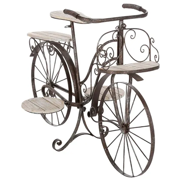 Suport pentru plante Bicicleta maro forjat, 97x46x64 cm