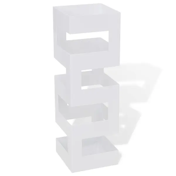 Suport pentru umbrele, patrat, depozitare bastoane, alb, 48,5 cm, otel