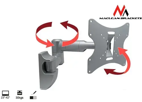 Suport Perete Maclean MC-503S, 23inch - 42inch, 30 Kg (Argintiu)