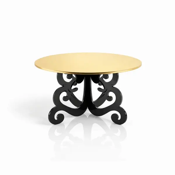 Suport prajituri / candy bar, plexiglas negru / auriu, diametru 28 cm, reutilizabil, demontabil