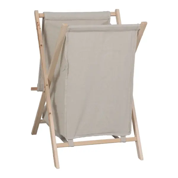 Suport rufe cu funcție de depozitare Lonerte, stil natural, lemn și material textil, bej, 44x41x64 cm