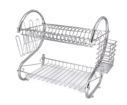 Suport scurgator vase din metal suport pentru 6 pahare tava din plastic 40,5 x 25 x 37,5 cm