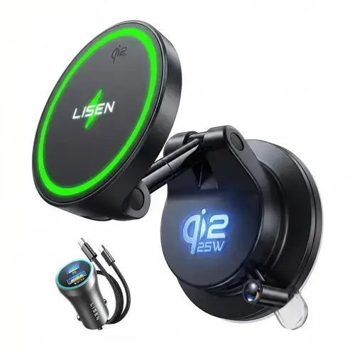 Suport si Incarcator Auto Wireless Lisen W608 Pro, 25W, YL0225090001 (Negru)