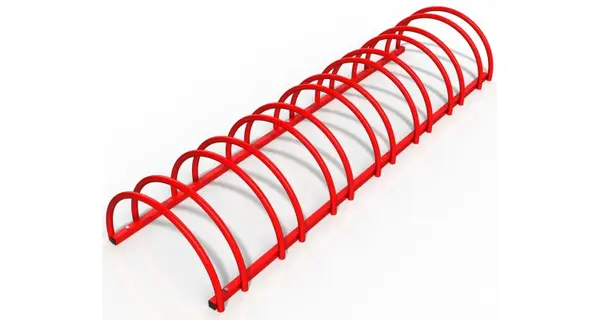 Suport stradal metalic pentru biciclete, cu 7 sloturi, model 0022-7, Rosu