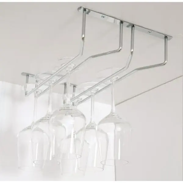 Suport Suspendat pentru Pahare, 2 Randuri, 340x205x70 mm, Finisaj Crom Lucios