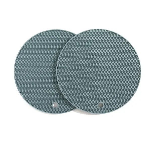 Suport Termoizolant din Silicon, Gri, Rotund, pentru Vase Fierbinti, Grunberg, 2 Bucati
