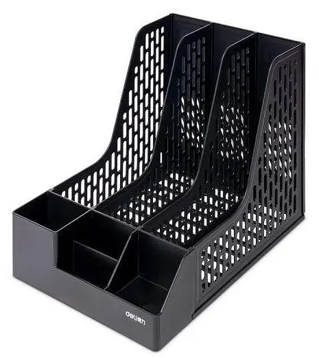 Suport vertical cu organizator Deli - 3 compartimente, negru