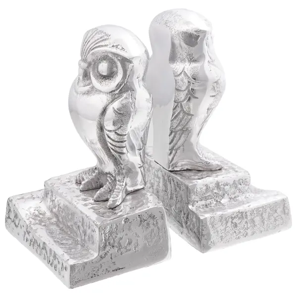 Suporturi decorative pentru carti Gossi 2 buc argintiu 12x9x19 cm aluminiu bufnita