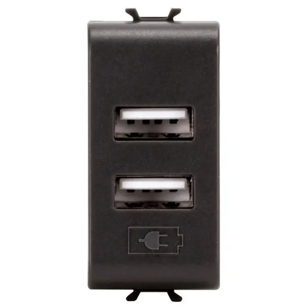Sursa de alimentare 2xUSB 1 modul Gewiss Chorus GW12450, negru satin