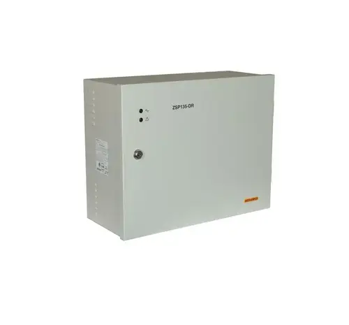 Sursa de alimentare pentru sisteme de detectie incendiu 24V/2A in cutie metalica, loc pentru 2 acumulatori 12V/18A, certificare EN 54-4, Vds; EN 12101-10