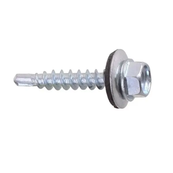 Surub Autoforant Cap Hex + Saiba Epdm 14mm, Otel, Zincat - 4.8 X 32 Ral 6005