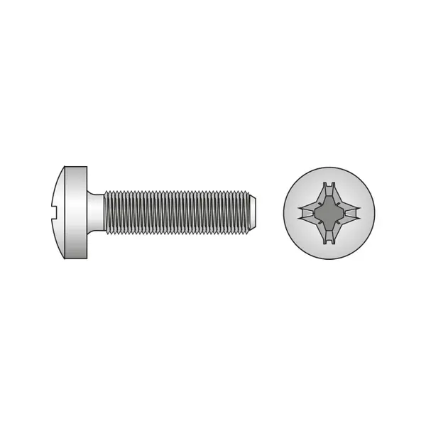 Surub Cap Bombat Locas Cruciform 7985 Otel Gr.4.8 Zincat-M6 X 50