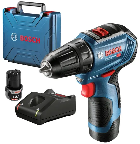 Șurubelnită cu acumulator Bosch - Professional, GSR 12V-30, 30 Nm, 12V, 2х2Ah