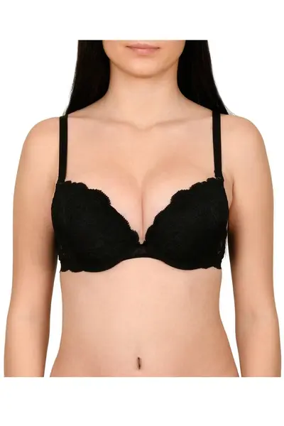 Sutien dantela, cupe buretate, Lemila, negru (Marime cupa: 70C)