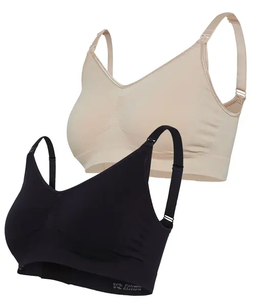Sutien fără cusături pentru alăptare Carriwell - Original Maternity, mărimea S/M, 2 buc, negru și bej