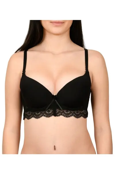 Sutien semi-corset, cu decolteu in 'V", Lemila, negru (Marime cupa: 75B)