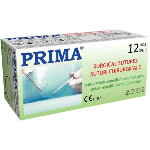 Sutura Neresorbabila din Nylon, USP 2/0, 75 cm, Ac Tapercut 1/2 20 mm, pentru Proceduri Generale, Prima