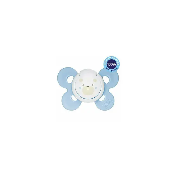 Suzeta, Chicco, Physio Comfort, Din silicon, Forma ortodontica, 2-6 luni, albastru