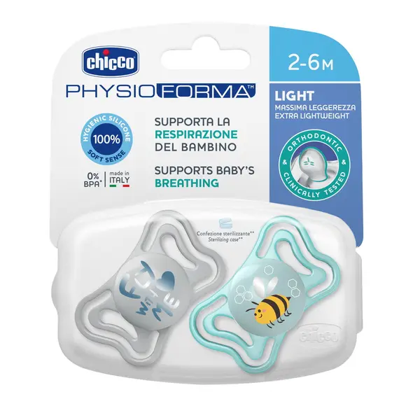 Suzeta Chicco PhysioForma Light, 2bucati, albastre, 2-6luni
