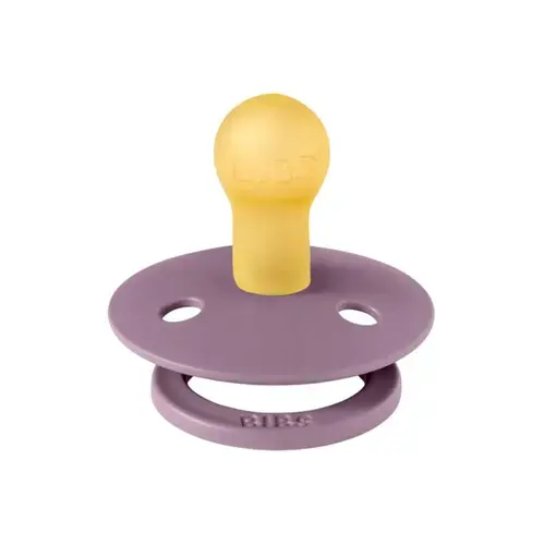 Suzeta Colour Latex, tetina rotunda, 0 luni + Mauve, BIBS