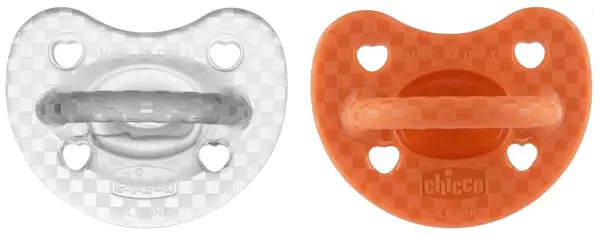 Suzetă din silicon Chicco - Soft Lux, 6-16 luni, pentru fete, 2 buc, sortiment