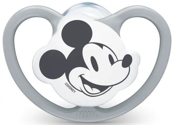Suzetă din silicon Nuk - Space Mickey, 18-36 m, gri, cu cutie
