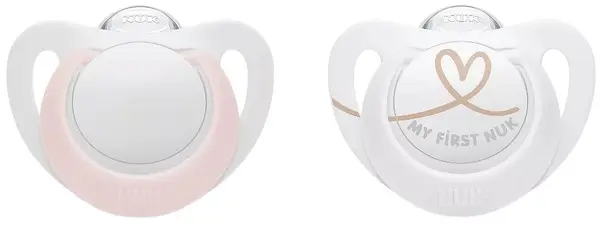 Suzetă din silicon NUK - Star, 0-2 luni, pentru fete, 2 buc