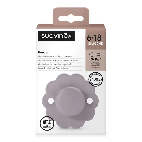 Suzeta fiziologica din silicon Wonder, 6-18 luni, lavanda, 1 bucata, Suavinex