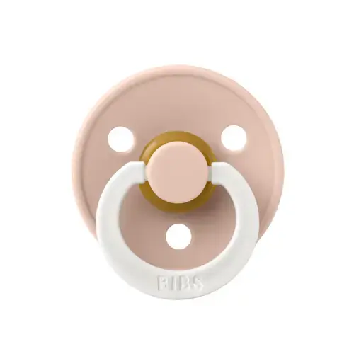 Suzeta fosforescenta Colour Glow Latex BIBS Blush, tetina rotunda, 6 luni +