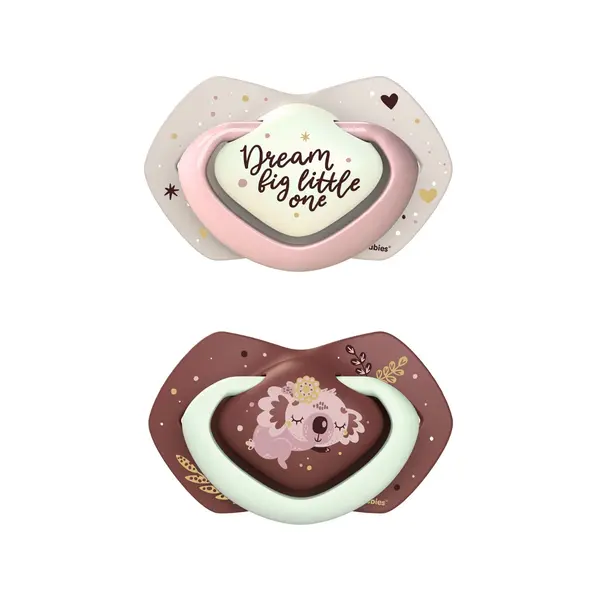 Suzeta simetrica fosforescenta din silicon 22/658 Pin Sleepy Koala 0-6 luni, 2 bucati, Canpol babies