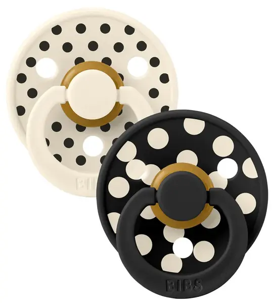 Suzete Bibs - Colour Studio Polka, 0-6 luni, 2 bucăți, Ivory/Black