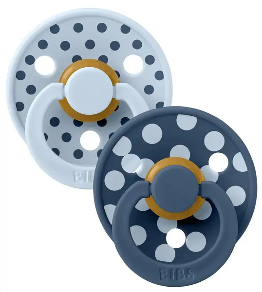 Suzete Bibs - Colour Studio Polka Baby, 0-6 luni, 2 bucăți, Blue/Steel Blue