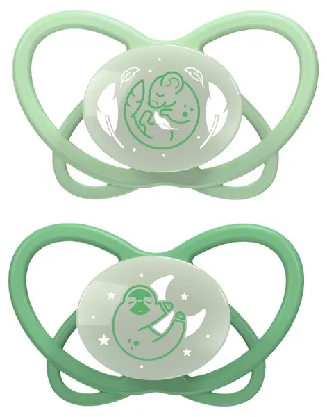 Suzete din silicon NIP - My Butterfly Night Green, 5-18 luni, 2 bucăți, verzi