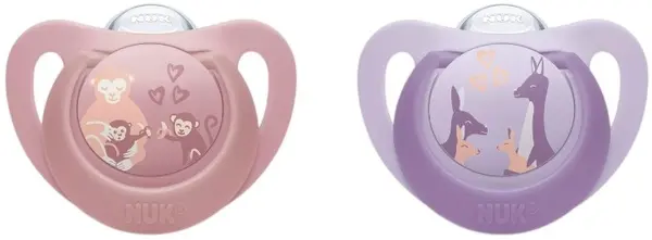 Suzete din silicon NUK First Choice - 6-18 luni, 2 buc, maimuță/cangur