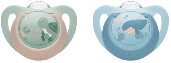 Suzete din silicon NUK First Choice - 6-18 luni, 2 bucăți, broască țestoasă/balenă
