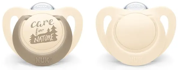 Suzete din silicon NUK for Nature - Cremă, 0-6 luni, 2 bucăți