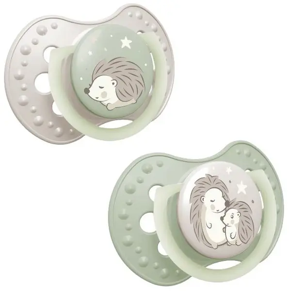 Suzete luminoase din silicon Lovi - Night & Day, 0-6 luni, 2 buc.