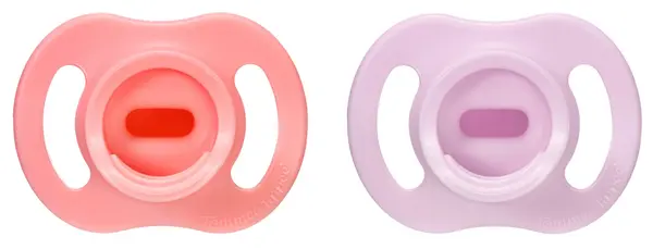 Suzete ortodontice Tommee Tippee - Ultra Light Stay Put, 0-6 luni, 2 bucăți, roz/lila